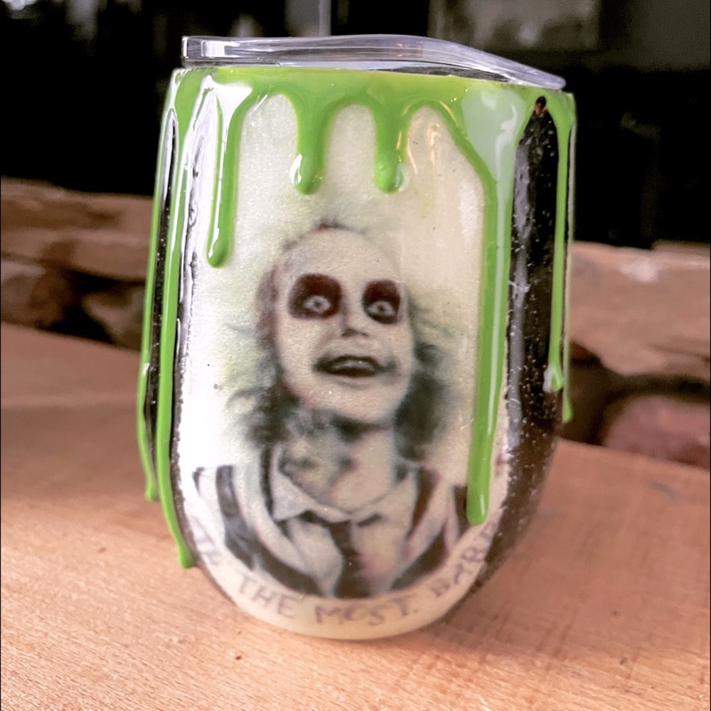 Beetlejuice 12 oz tumbler glow in the dark